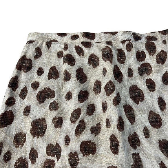 100% Linen Pencil Skirt Cheetah Animal Print Leopard Gold Metallic Thread Sz 8 - Picture 7 of 10